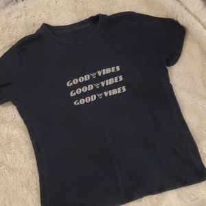 Brandy Melville Good Vibes Navy Shirt